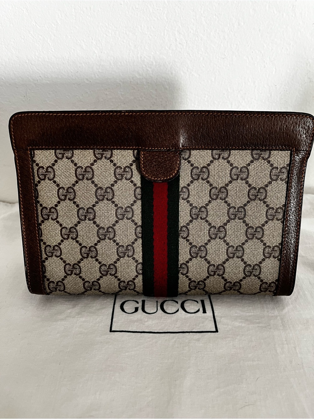 Rare Gucci Supreme Accessory Collection Sherry Line Clutch Pouch 1980s Rare Size